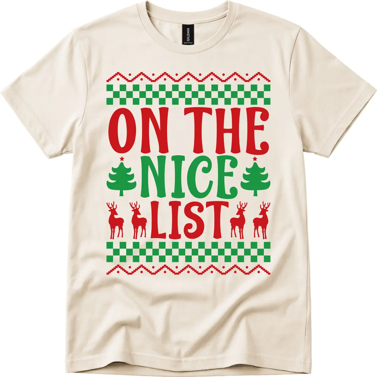 On The Nice List Christmas T-Shirt in Natural