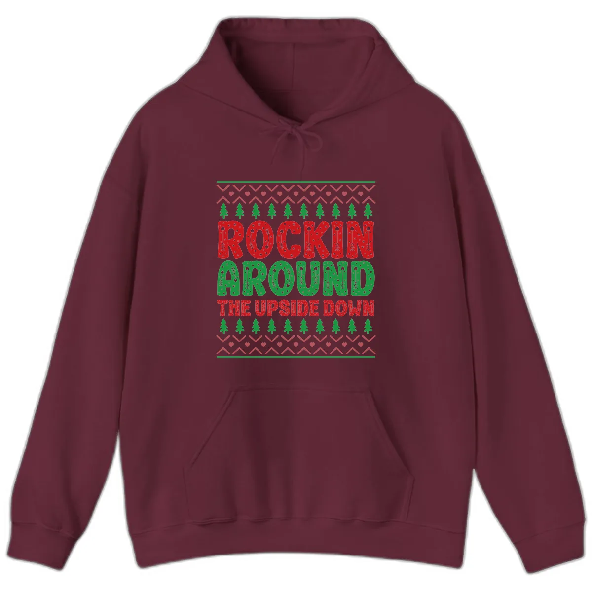 Rockin Around The Upside Down Hoodie in Maroon