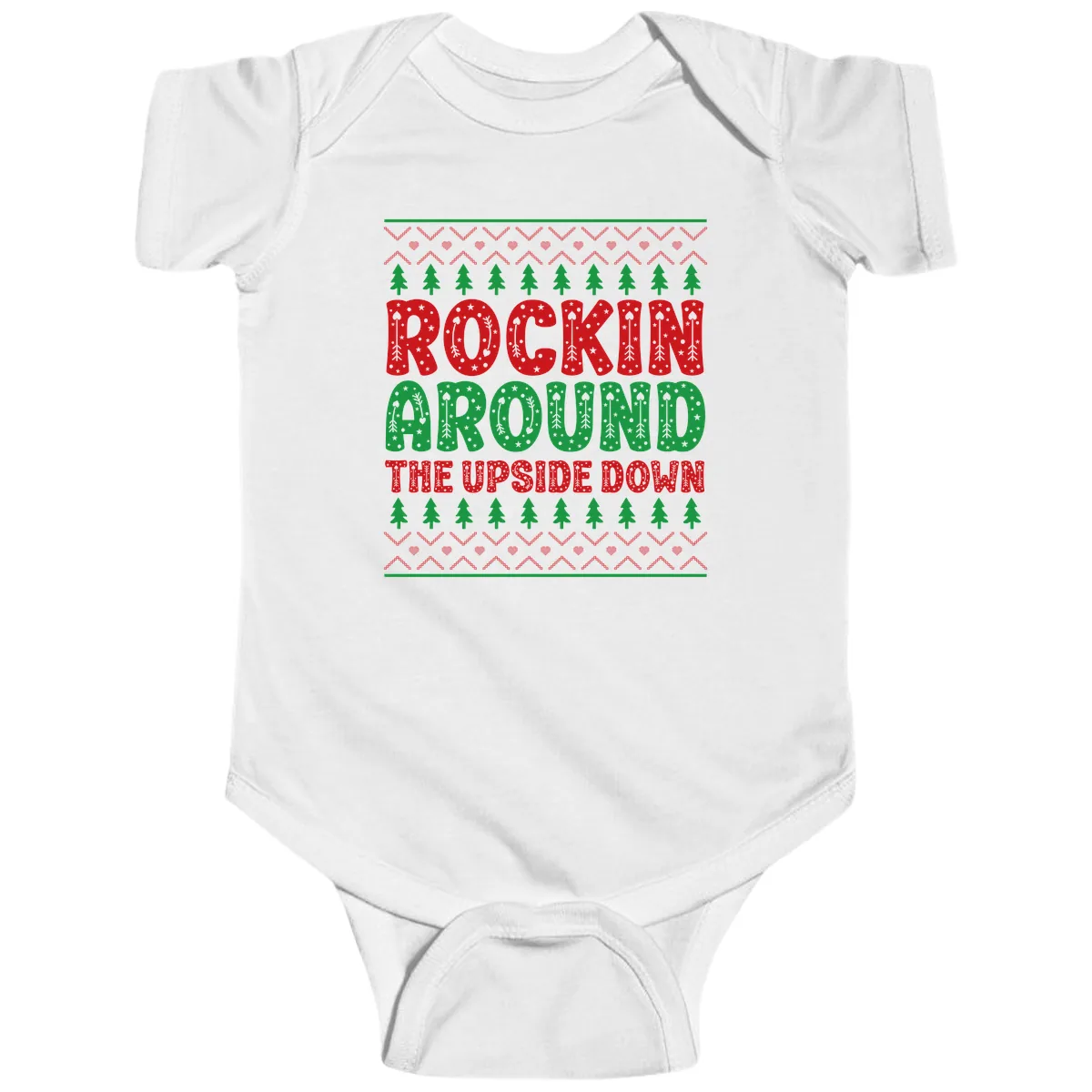 Rockin Around The Upside Down Baby Onesie in White