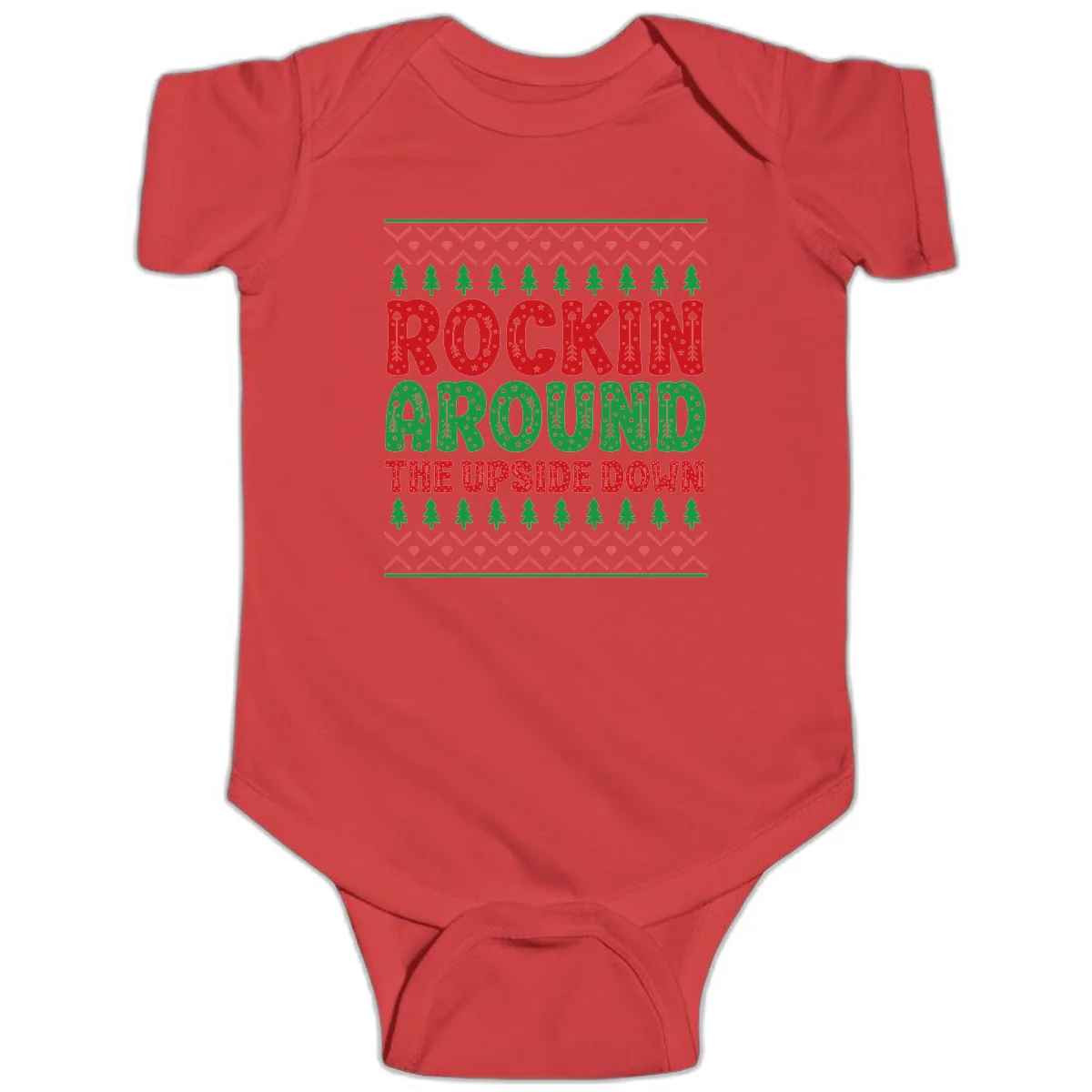 Rockin Around The Upside Down Baby Onesie in Red