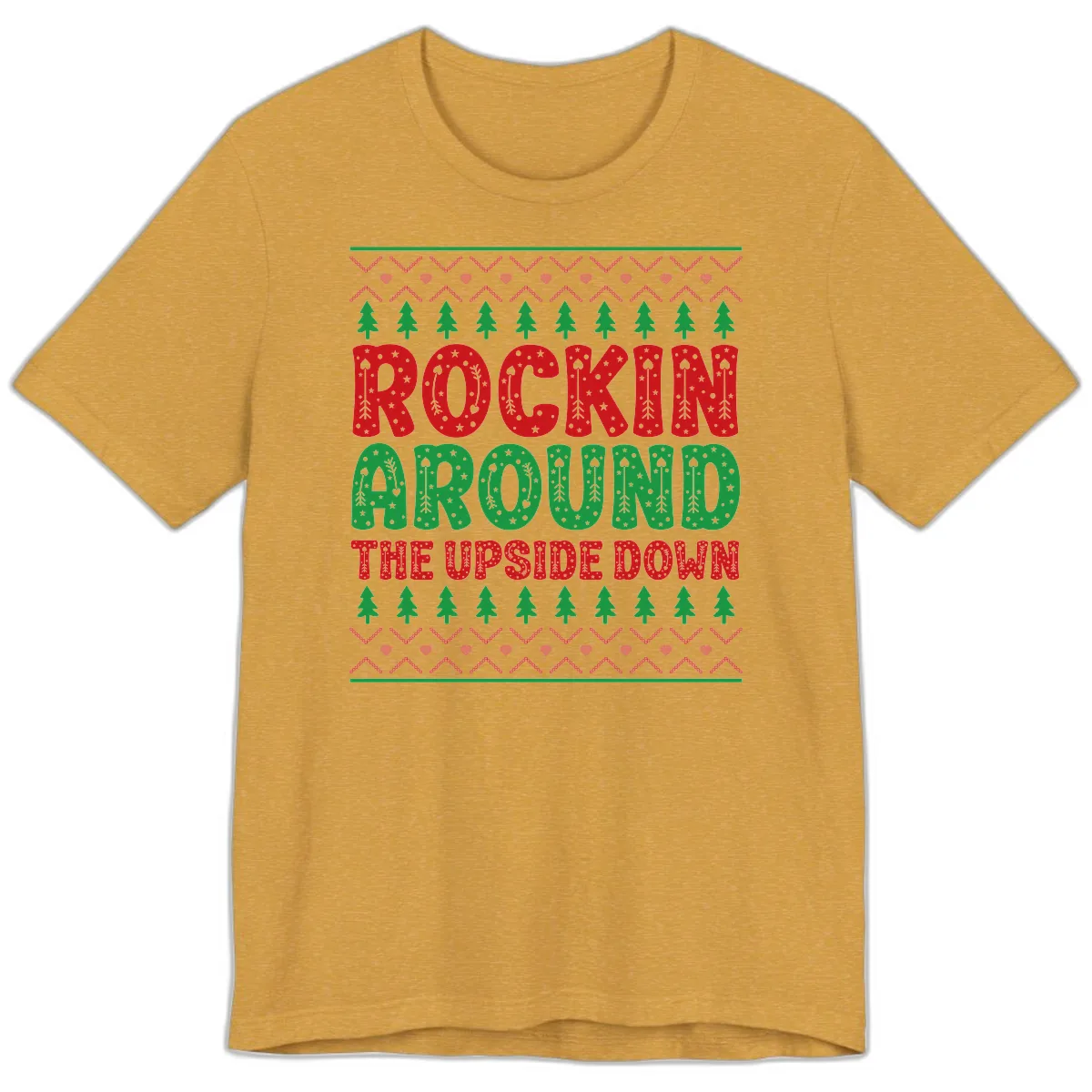 Rockin Around The Upside Down Premium T-Shirt in Heather Mustard