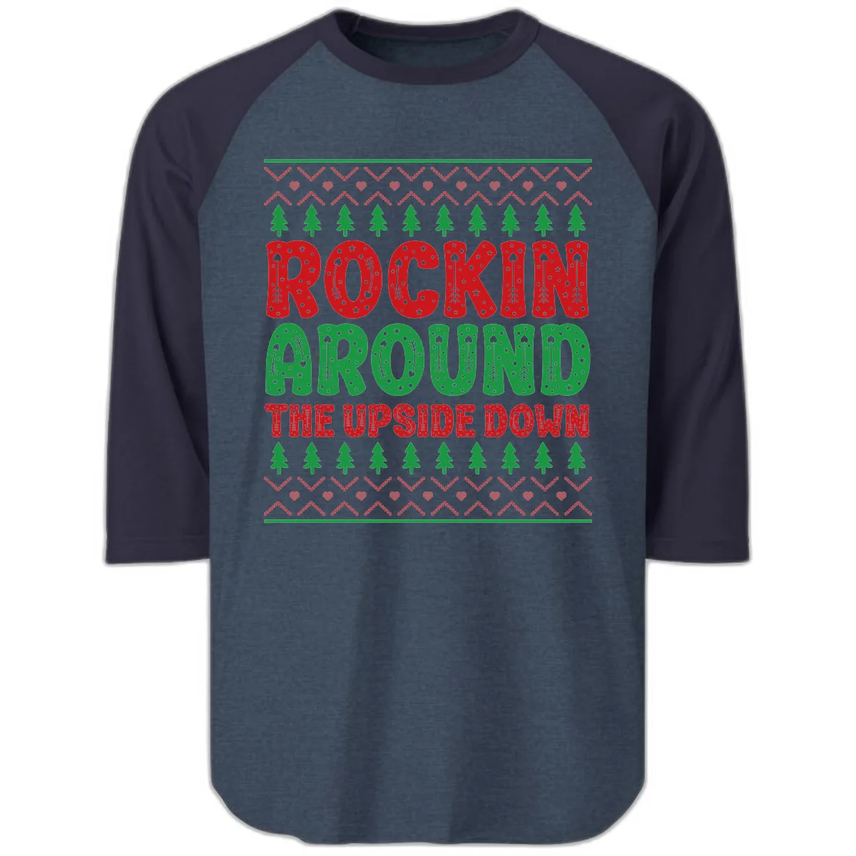 Rockin Around The Upside Down Raglan 3/4 in Heather Denim Navy