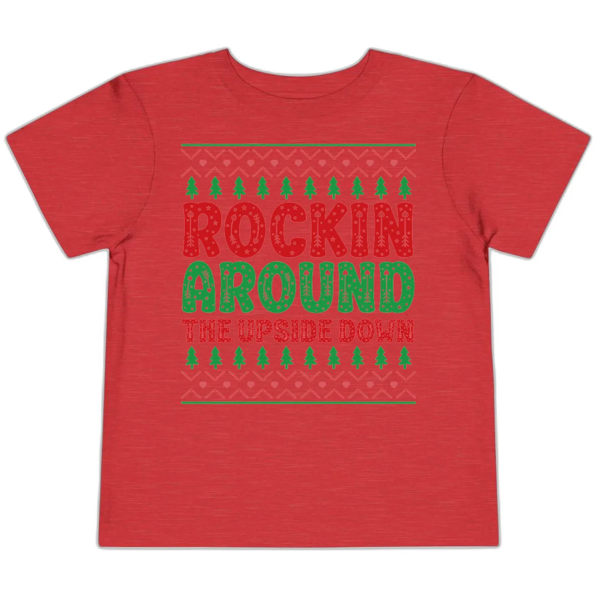 Rockin Around The Upside Down Toddler T-Shirt in Heather Red