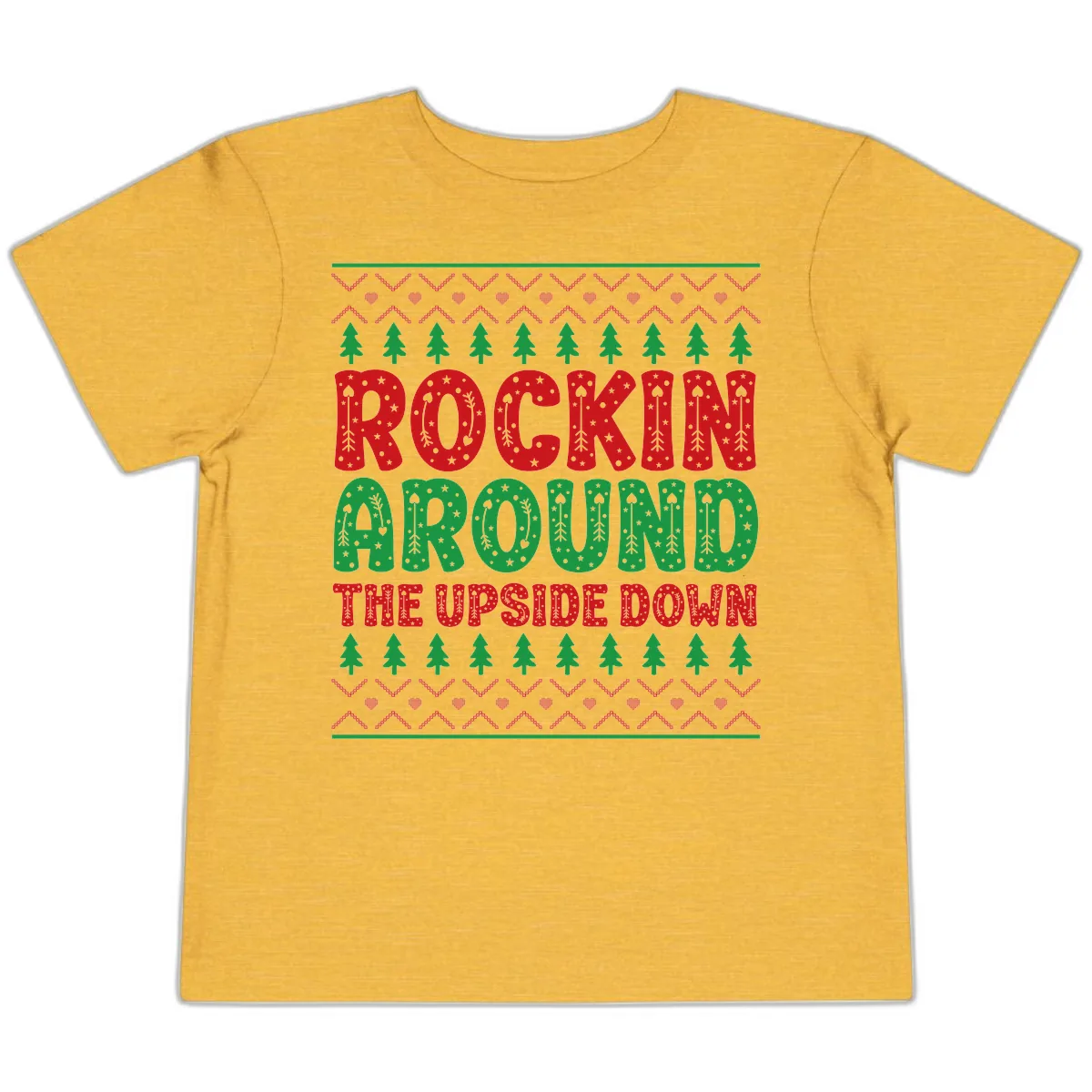 Rockin Around The Upside Down Toddler T-Shirt in Heather Yellow Gold