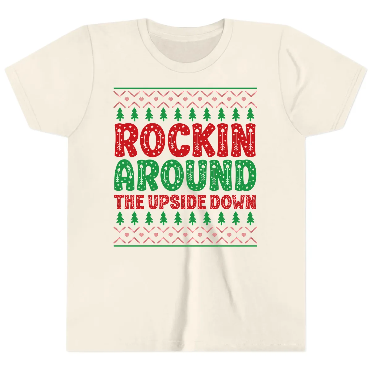 Rockin Around The Upside Down Youth T-Shirt in Natural