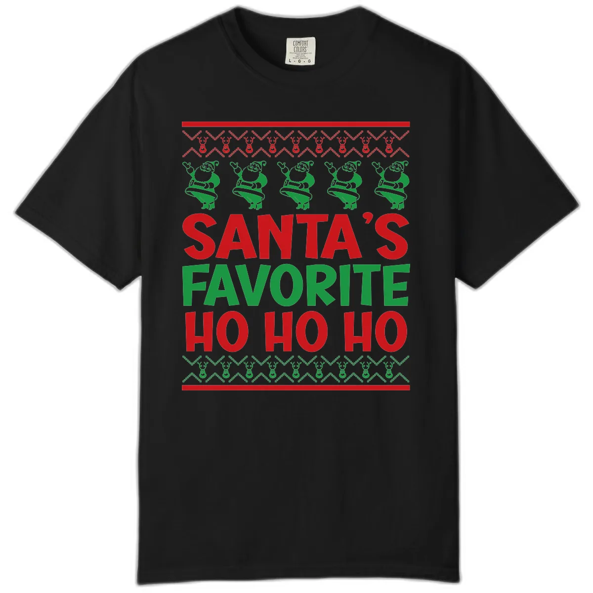Santa's Favorite Ho Ho Ho T-Shirt Comfort Color in Black