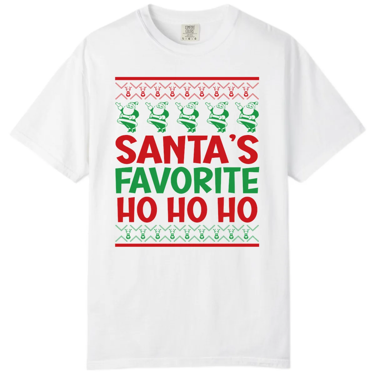 Santa's Favorite Ho Ho Ho T-Shirt Comfort Color in White