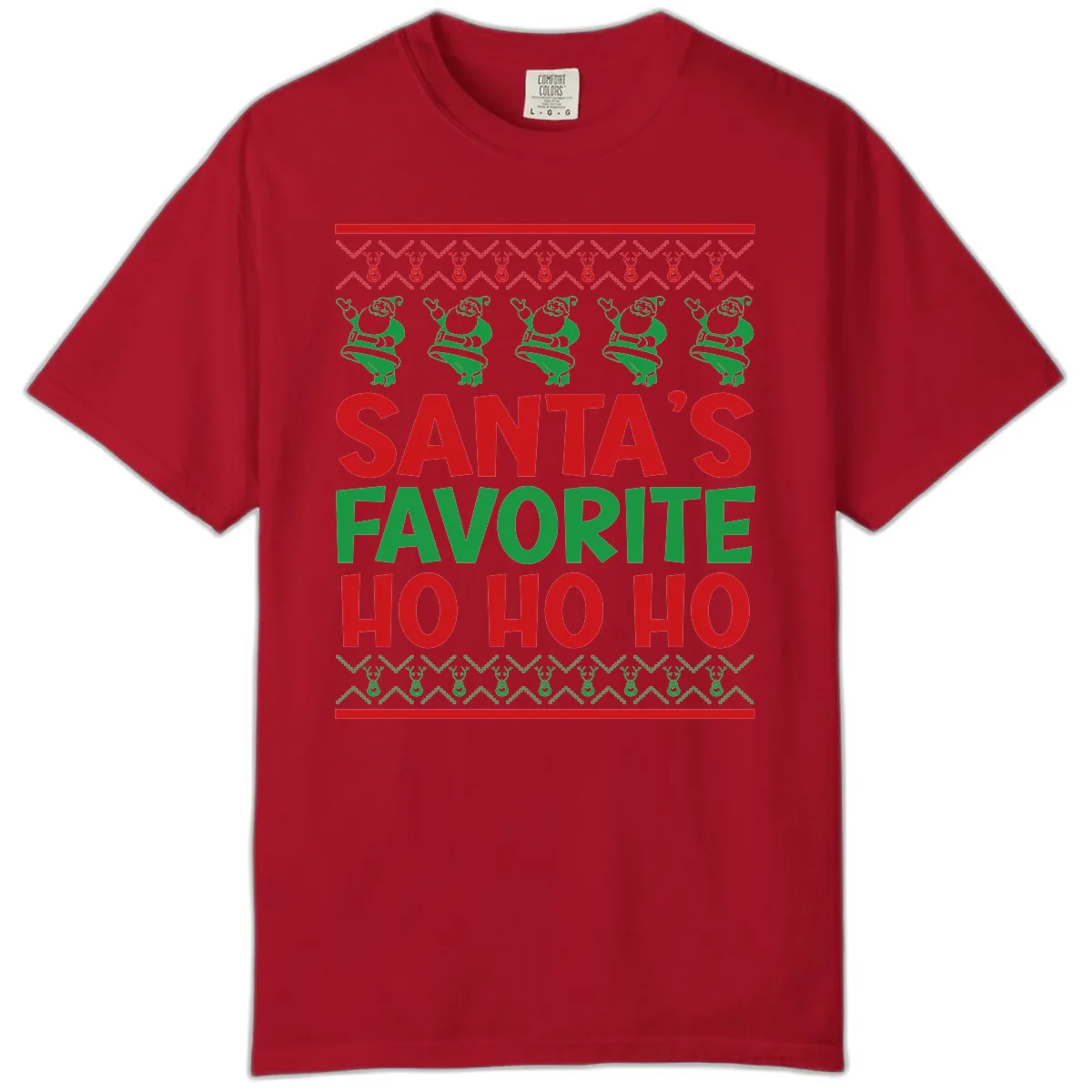 Santa's Favorite Ho Ho Ho T-Shirt Comfort Color in Red