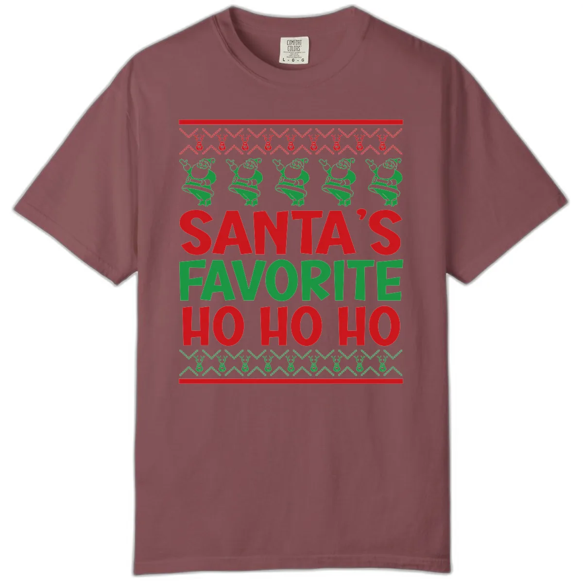 Santa's Favorite Ho Ho Ho T-Shirt Comfort Color in Brick