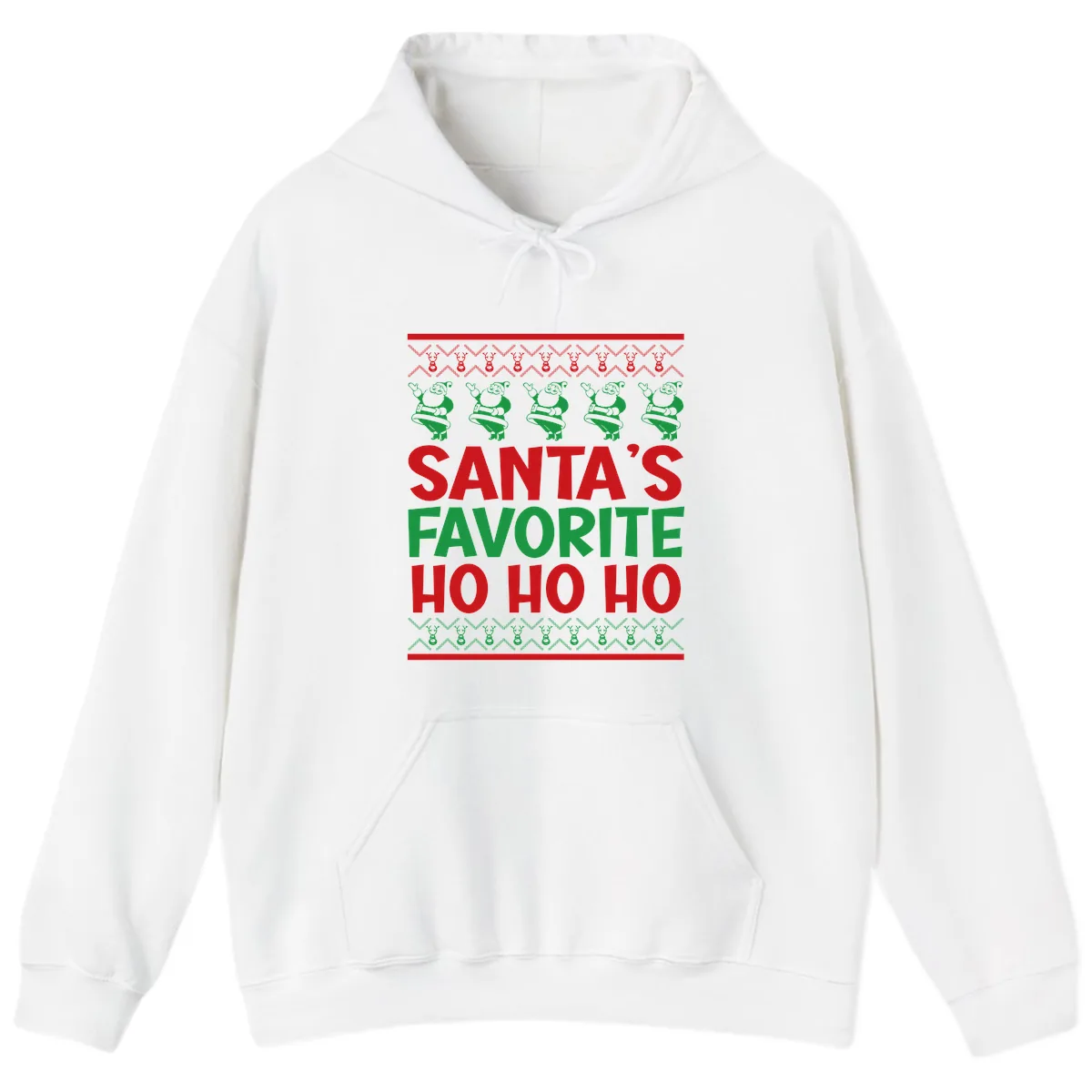 Santa's Favorite Ho Ho Ho T-Shirt Hoodie in White