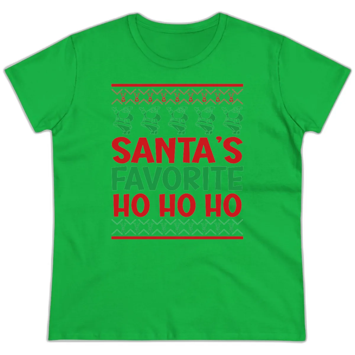Santa's Favorite Ho Ho Ho T-Shirt Ladies Tee in Irish Green