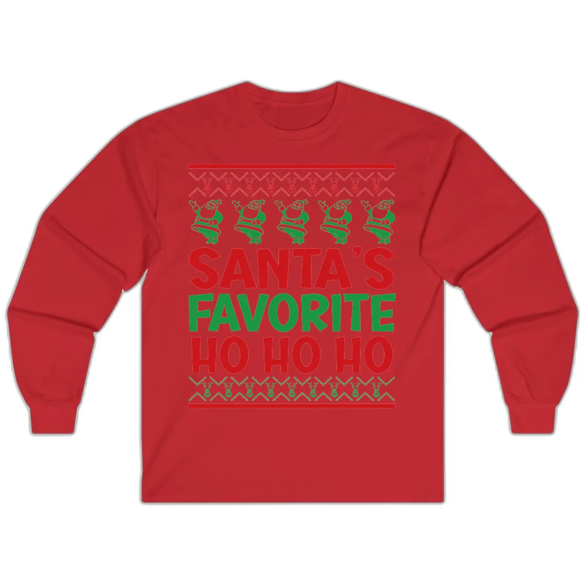 Santa's Favorite Ho Ho Ho T-Shirt Long Sleeve in Red