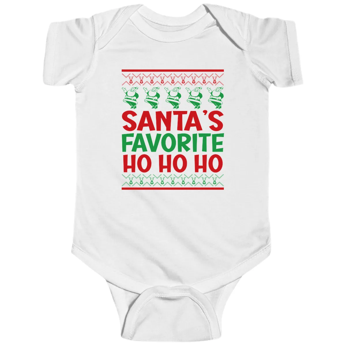 Santa's Favorite Ho Ho Ho T-Shirt Baby Onesie in White