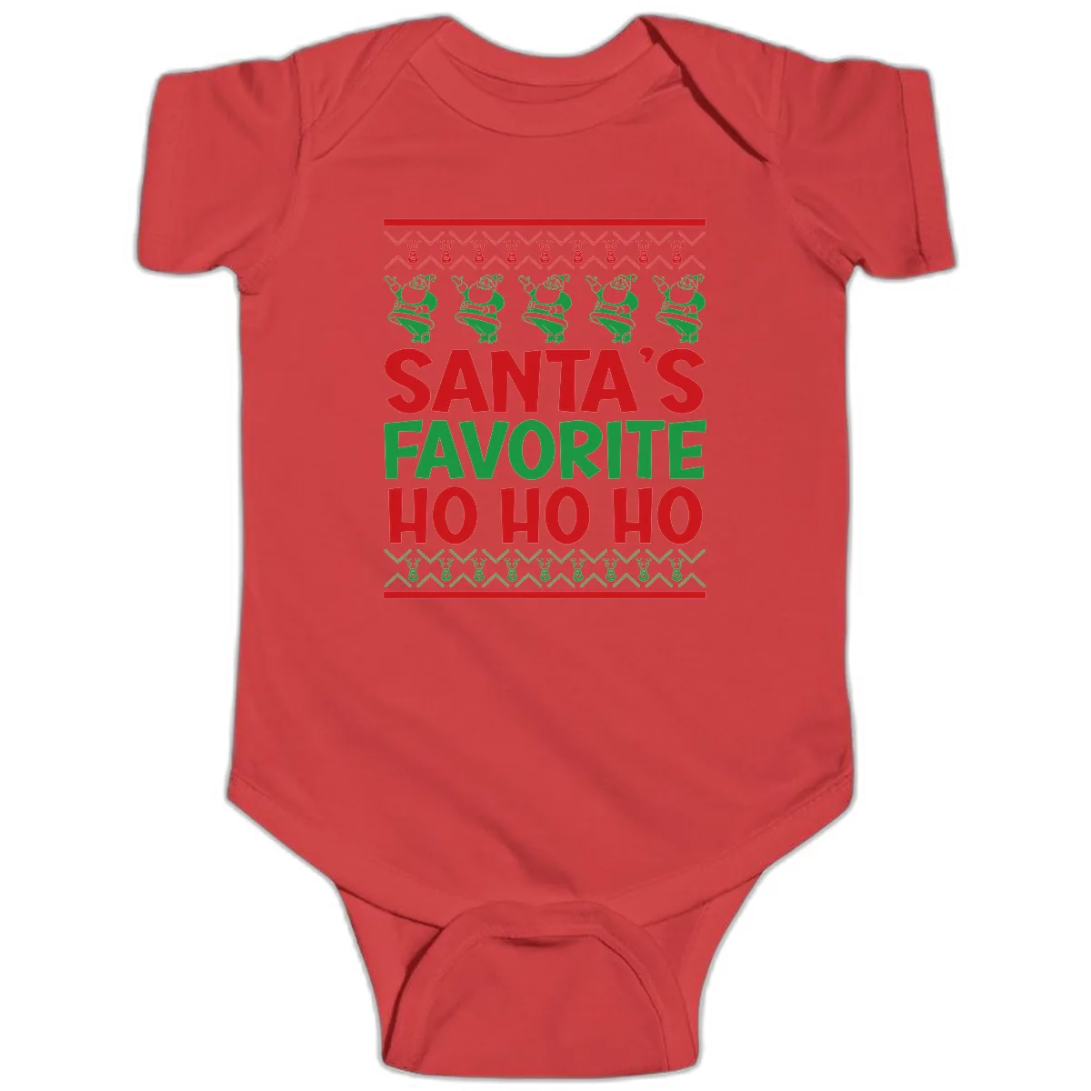 Santa's Favorite Ho Ho Ho T-Shirt Baby Onesie in Red