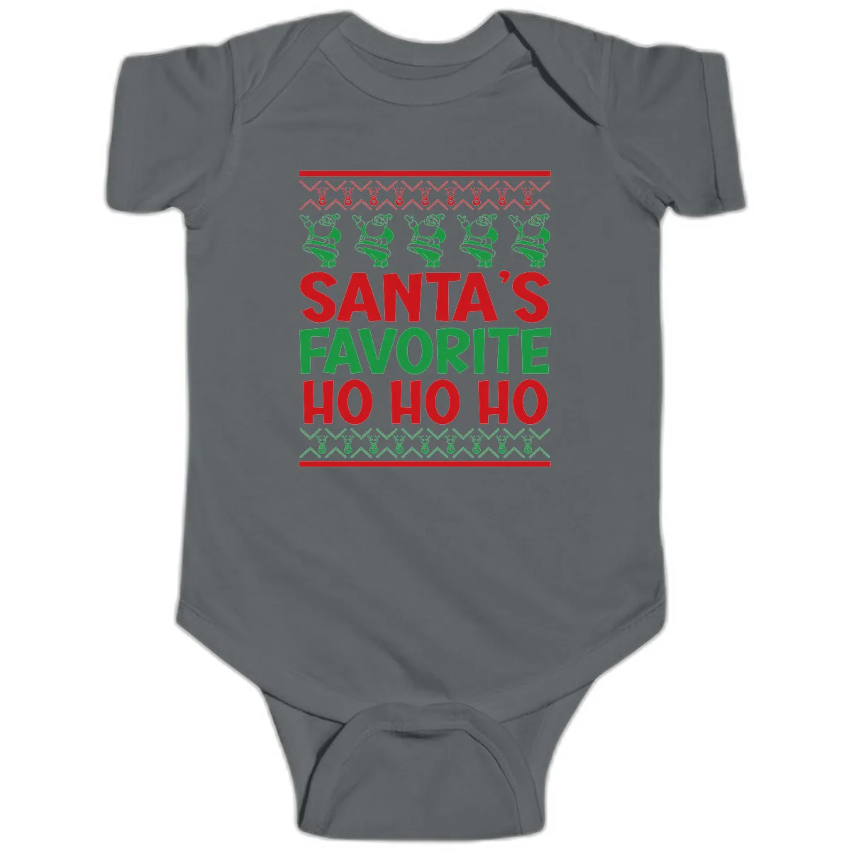 Santa's Favorite Ho Ho Ho T-Shirt Baby Onesie in Charcoal