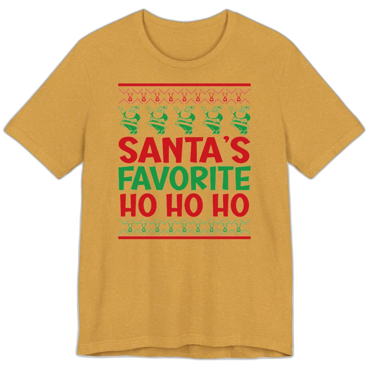 Santa's Favorite Ho Ho Ho T-Shirt Premium T-Shirt in Heather Mustard