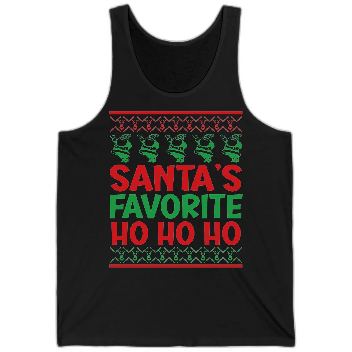Santa's Favorite Ho Ho Ho T-Shirt Tank in Black