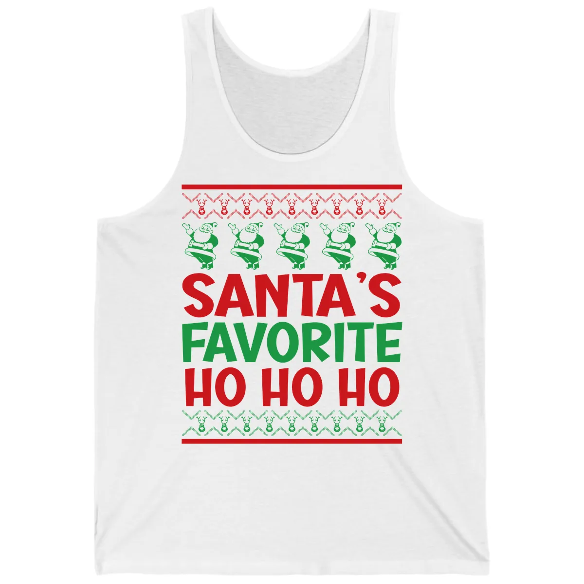 Santa's Favorite Ho Ho Ho T-Shirt Tank in White