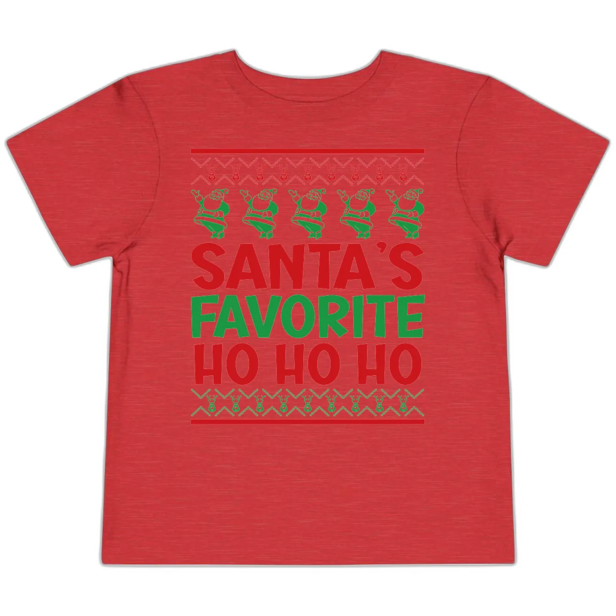 Santa's Favorite Ho Ho Ho T-Shirt Toddler T-Shirt in Heather Red