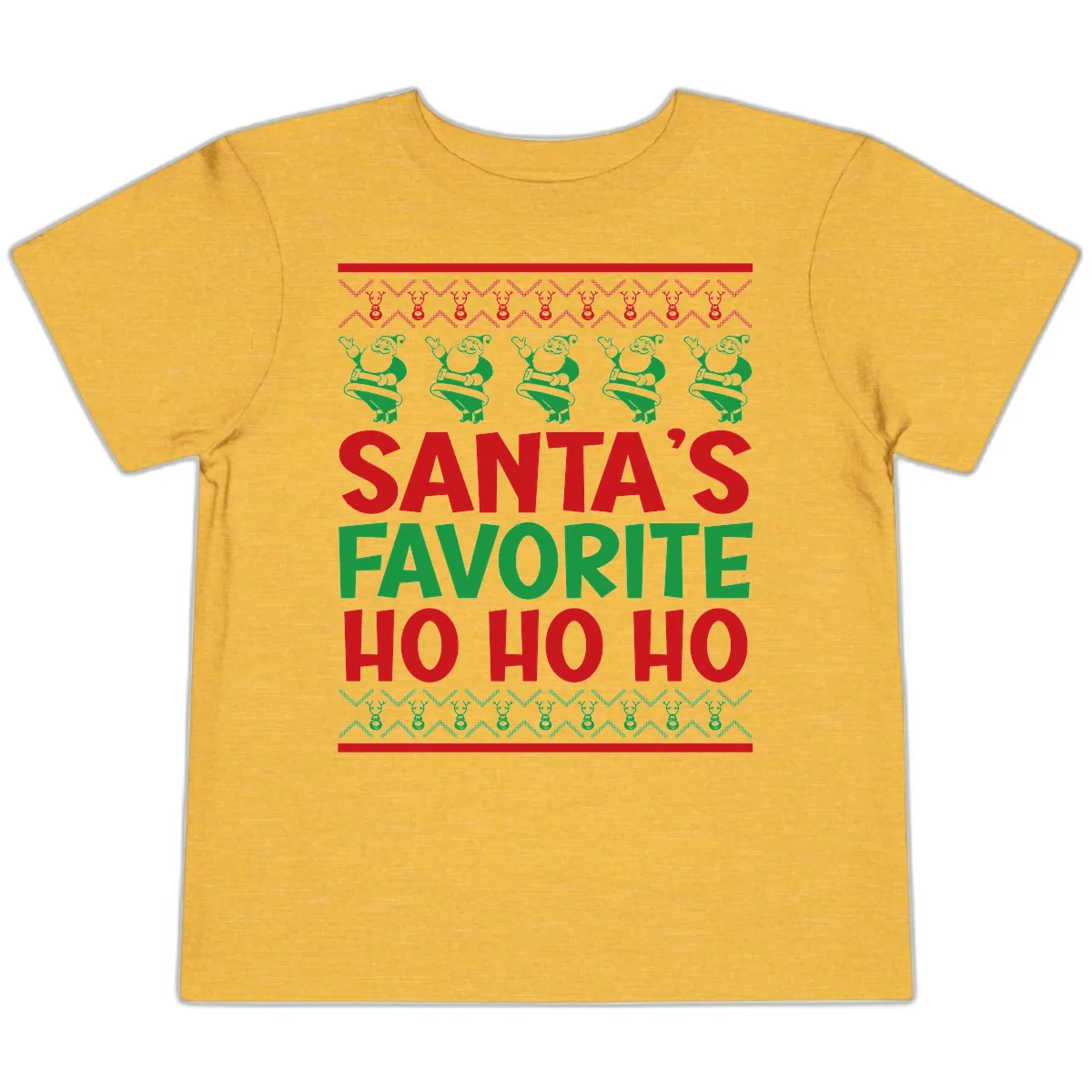 Santa's Favorite Ho Ho Ho T-Shirt Toddler T-Shirt in Heather Yellow Gold