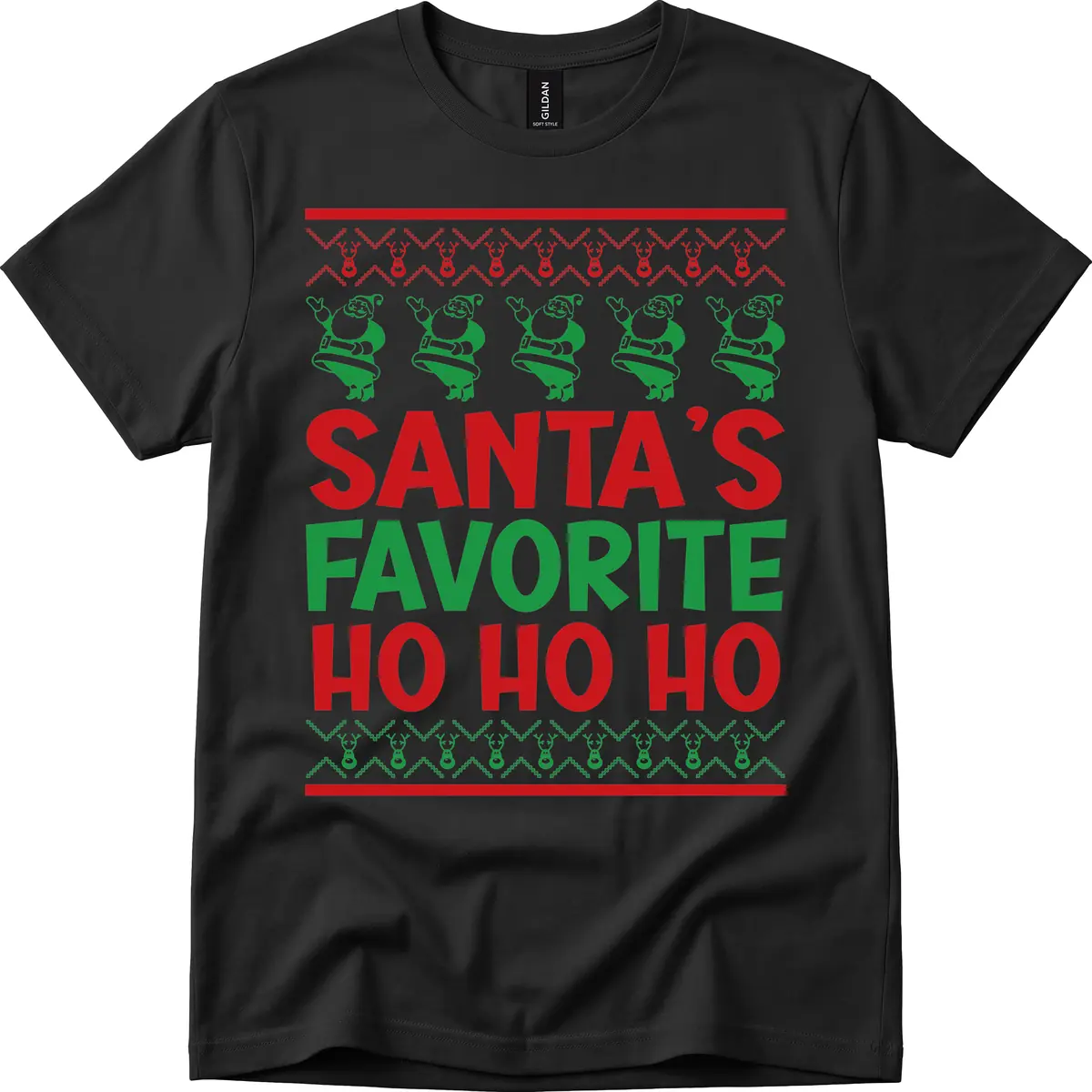 Santa's Favorite Ho Ho Ho T-Shirt T-Shirt in Black