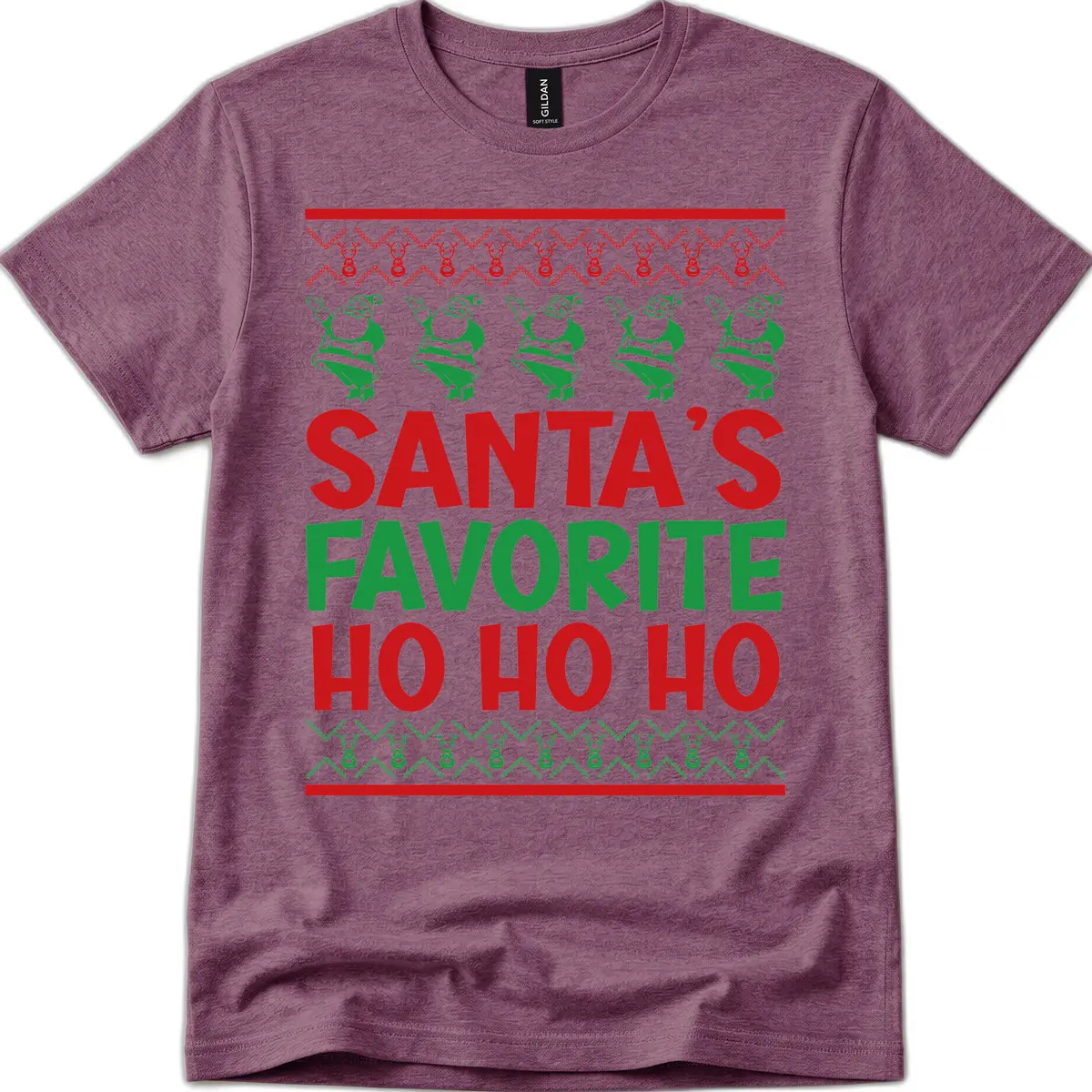 Santa's Favorite Ho Ho Ho T-Shirt T-Shirt in Heather Maroon