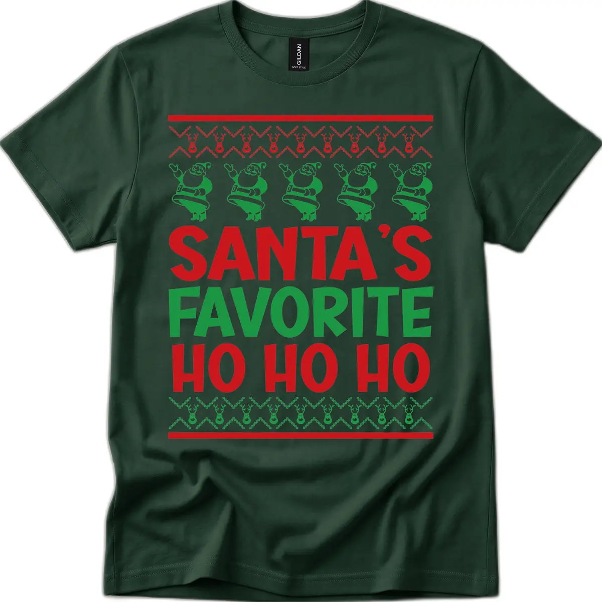 Santa's Favorite Ho Ho Ho T-Shirt T-Shirt in Forest Green