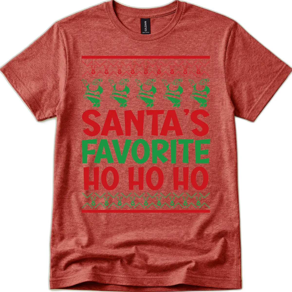 Santa's Favorite Ho Ho Ho T-Shirt T-Shirt in Heather Cardinal