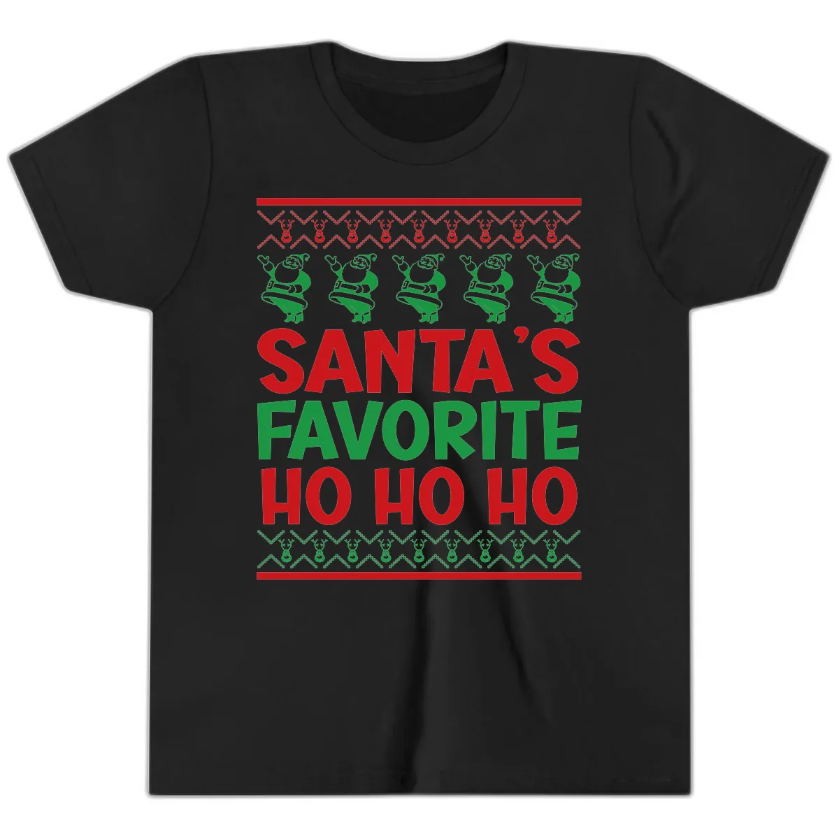 Santa's Favorite Ho Ho Ho T-Shirt Youth T-Shirt in Black