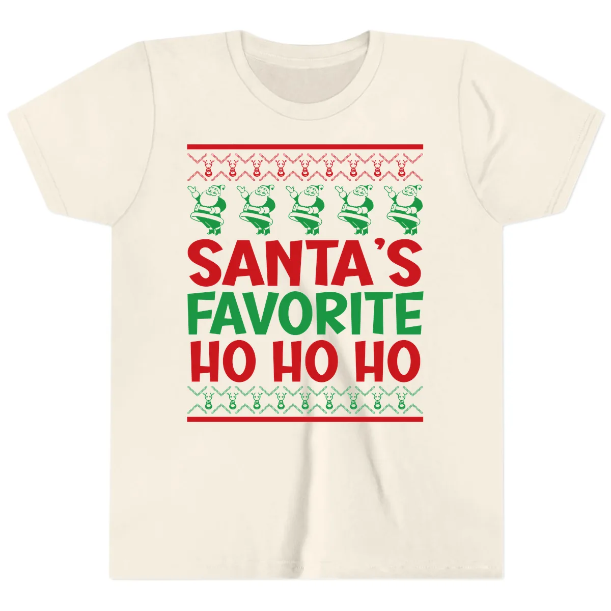 Santa's Favorite Ho Ho Ho T-Shirt Youth T-Shirt in Natural