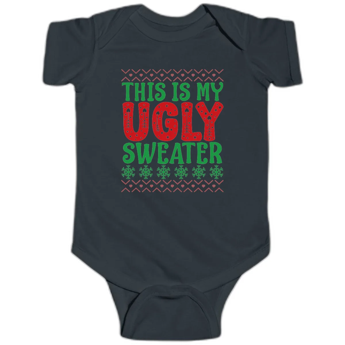This Is My Ugly Sweater Statement Baby Onesie in Black