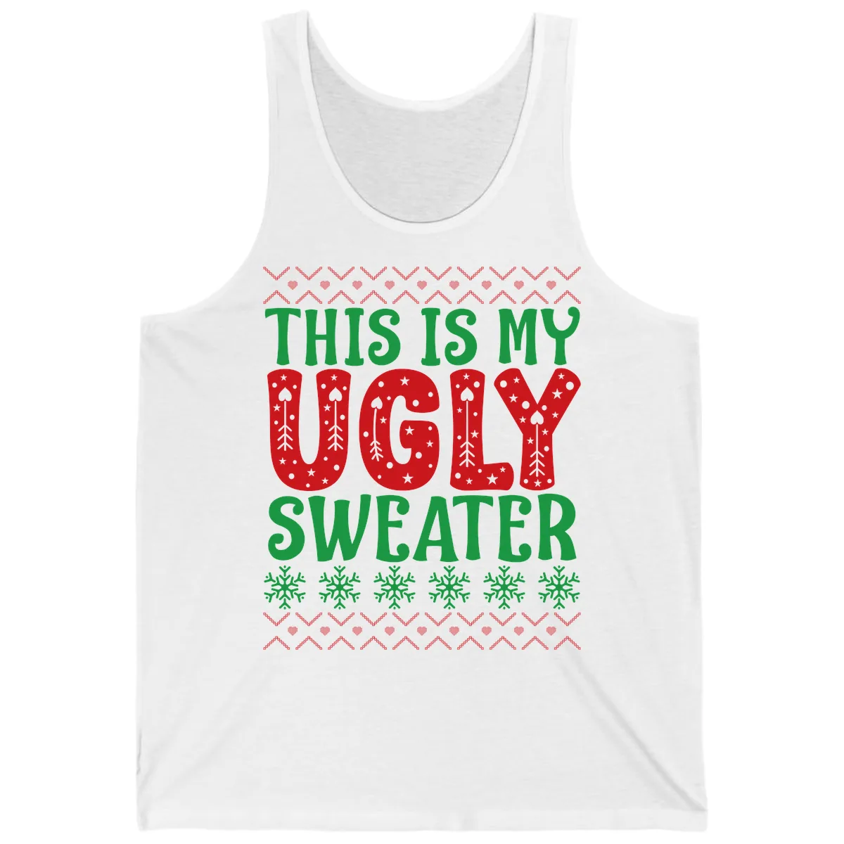 This Is My Ugly Sweater Statement Tank in White