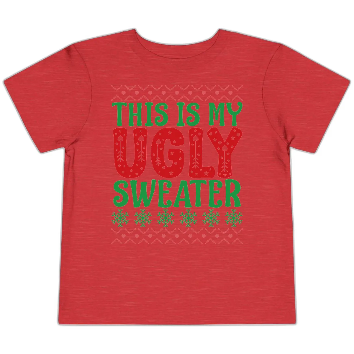This Is My Ugly Sweater Statement Toddler T-Shirt in Heather Red