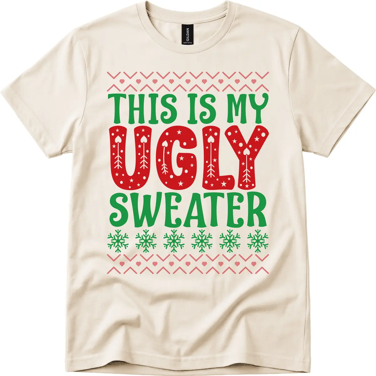This Is My Ugly Sweater Statement T-Shirt in Natural