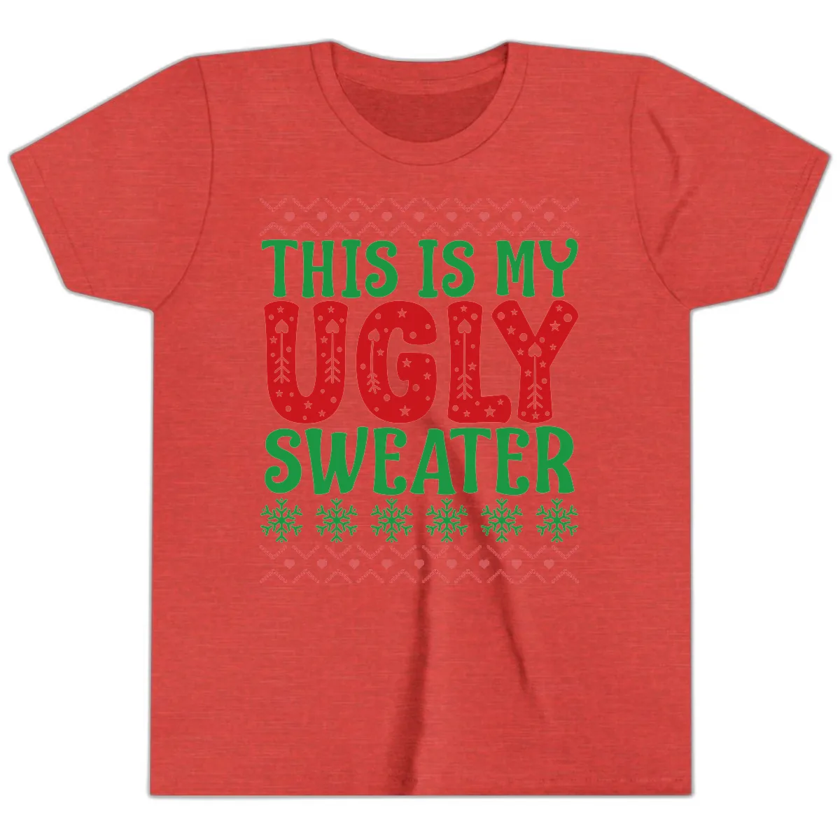 This Is My Ugly Sweater Statement Youth T-Shirt in Heather Red