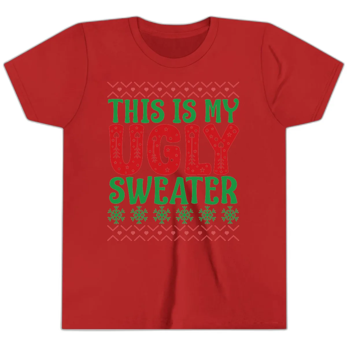 This Is My Ugly Sweater Statement Youth T-Shirt in Red