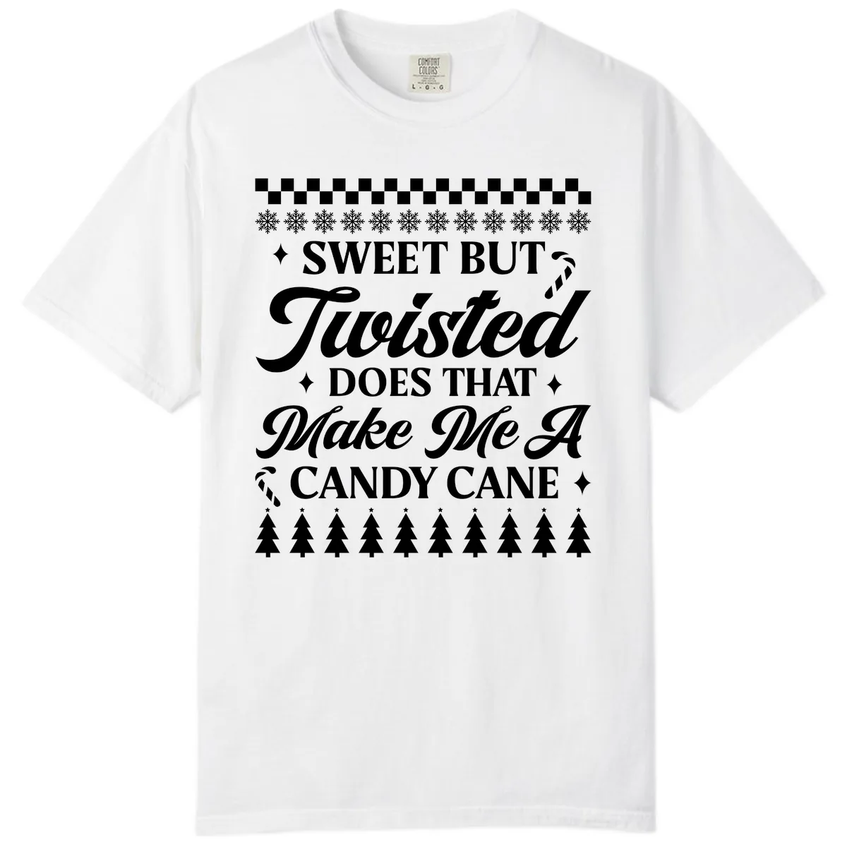 Sweet But Twisted Candy Cane Comfort Color in White