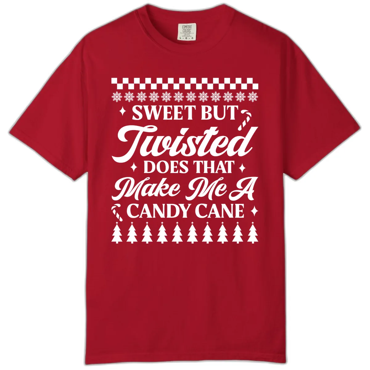 Sweet But Twisted Candy Cane Comfort Color in Red
