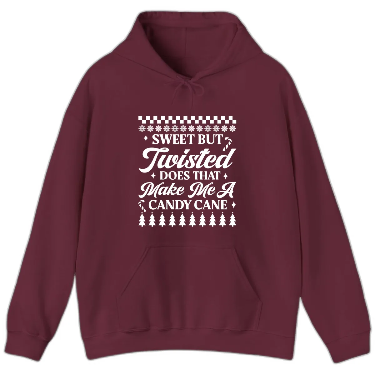 Sweet But Twisted Candy Cane Hoodie in Maroon