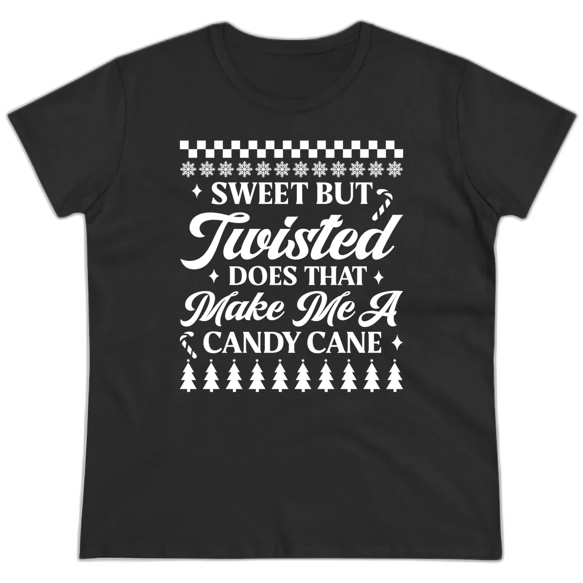 Sweet But Twisted Candy Cane Ladies Tee in Black