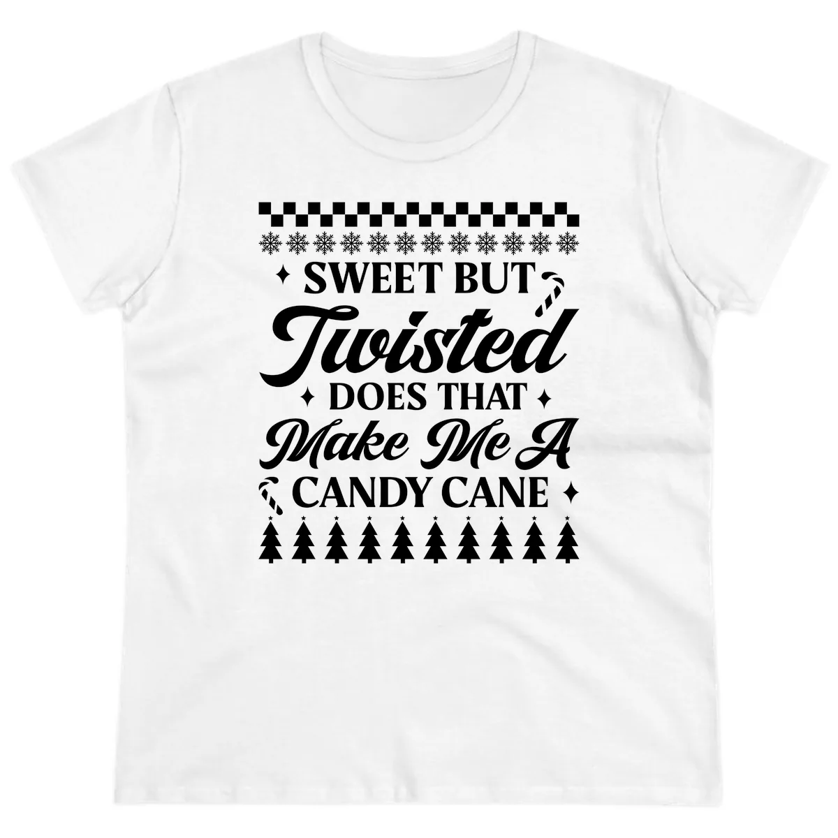 Sweet But Twisted Candy Cane Ladies Tee in White