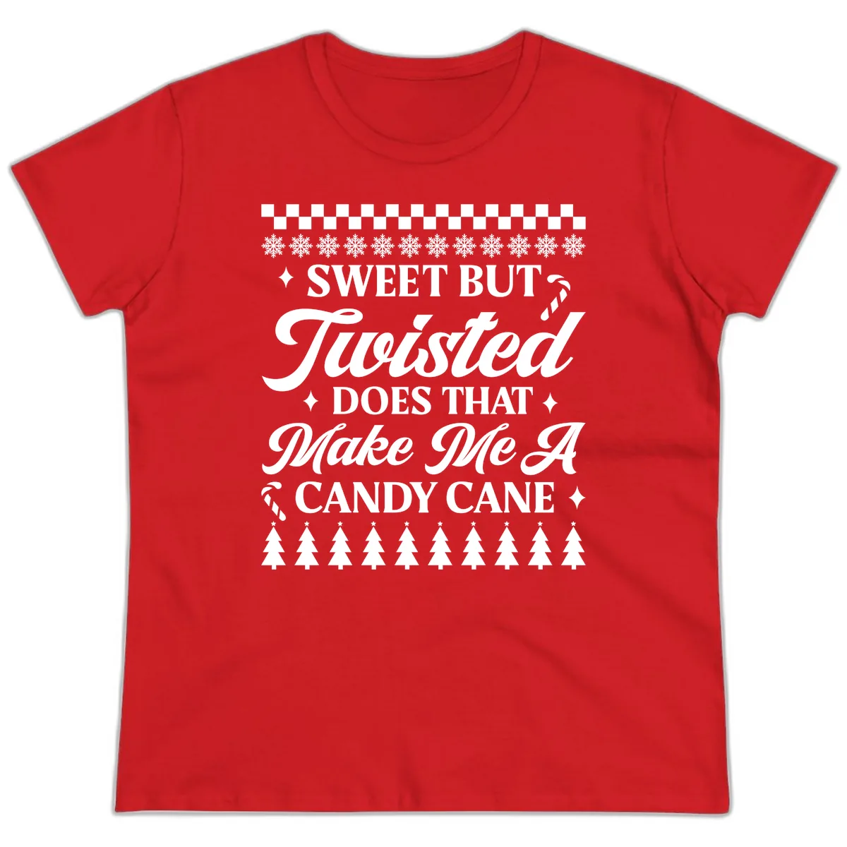 Sweet But Twisted Candy Cane Ladies Tee in Red