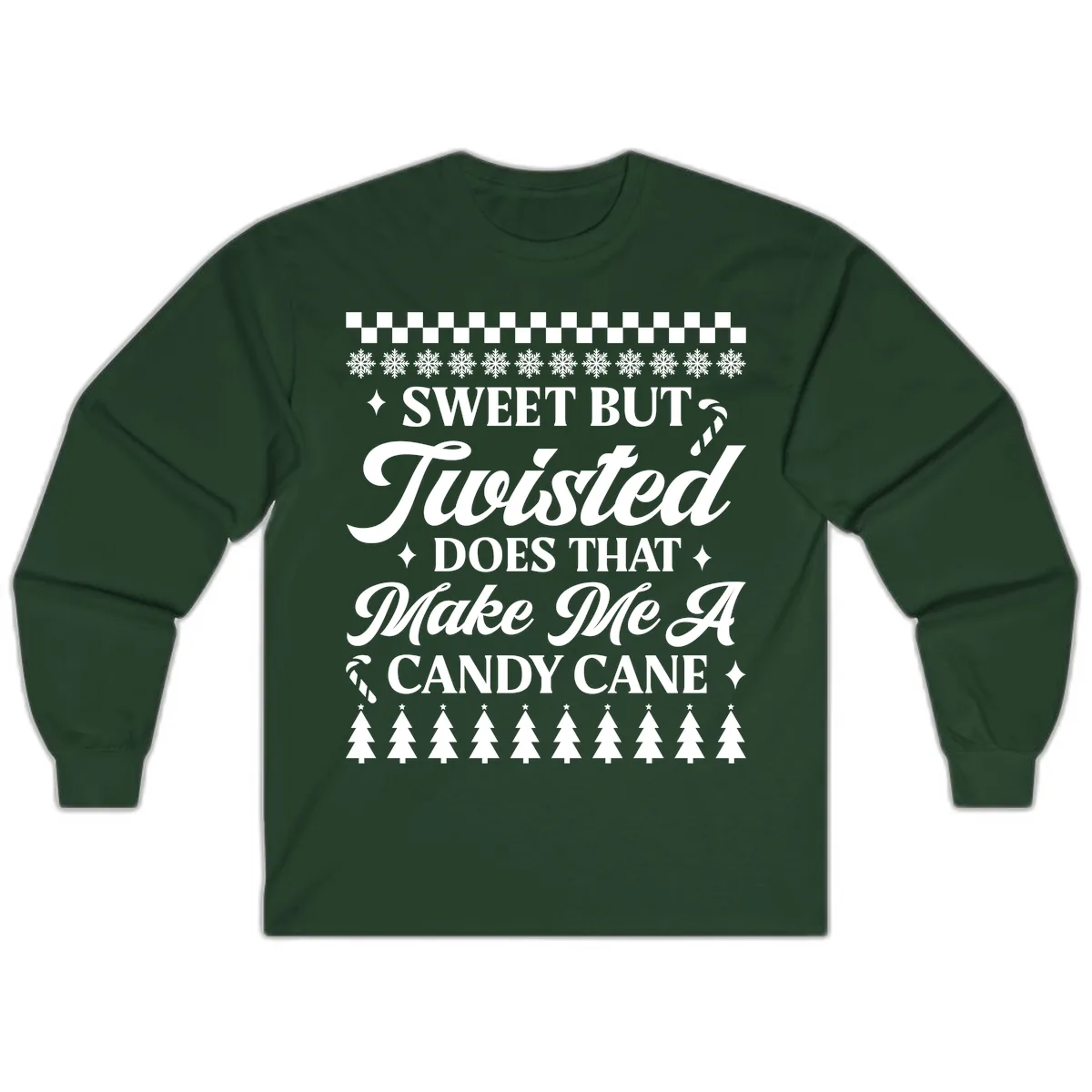 Sweet But Twisted Candy Cane Long Sleeve in Forest Green