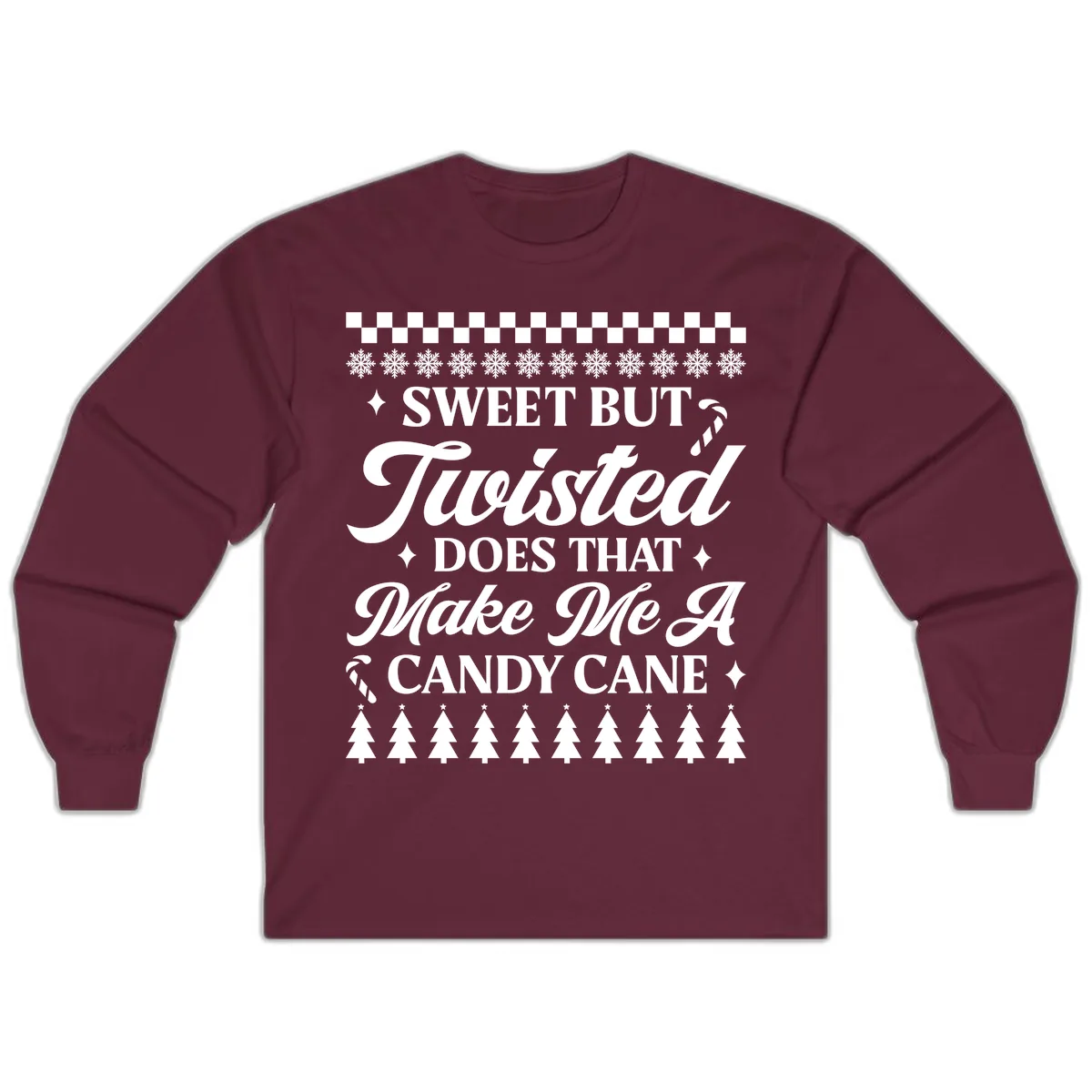 Sweet But Twisted Candy Cane Long Sleeve in Maroon