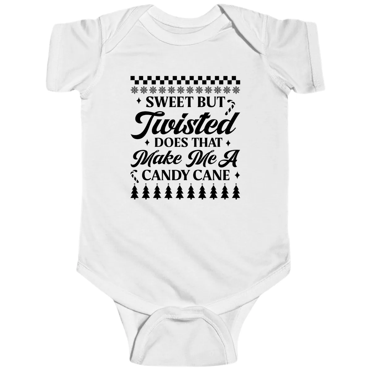 Sweet But Twisted Candy Cane Baby Onesie in White