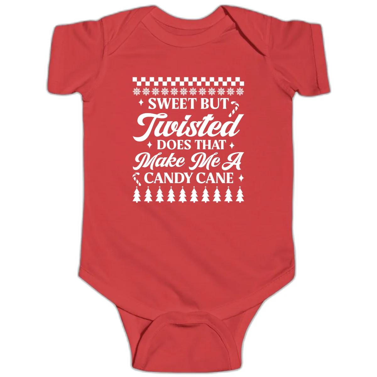 Sweet But Twisted Candy Cane Baby Onesie in Red