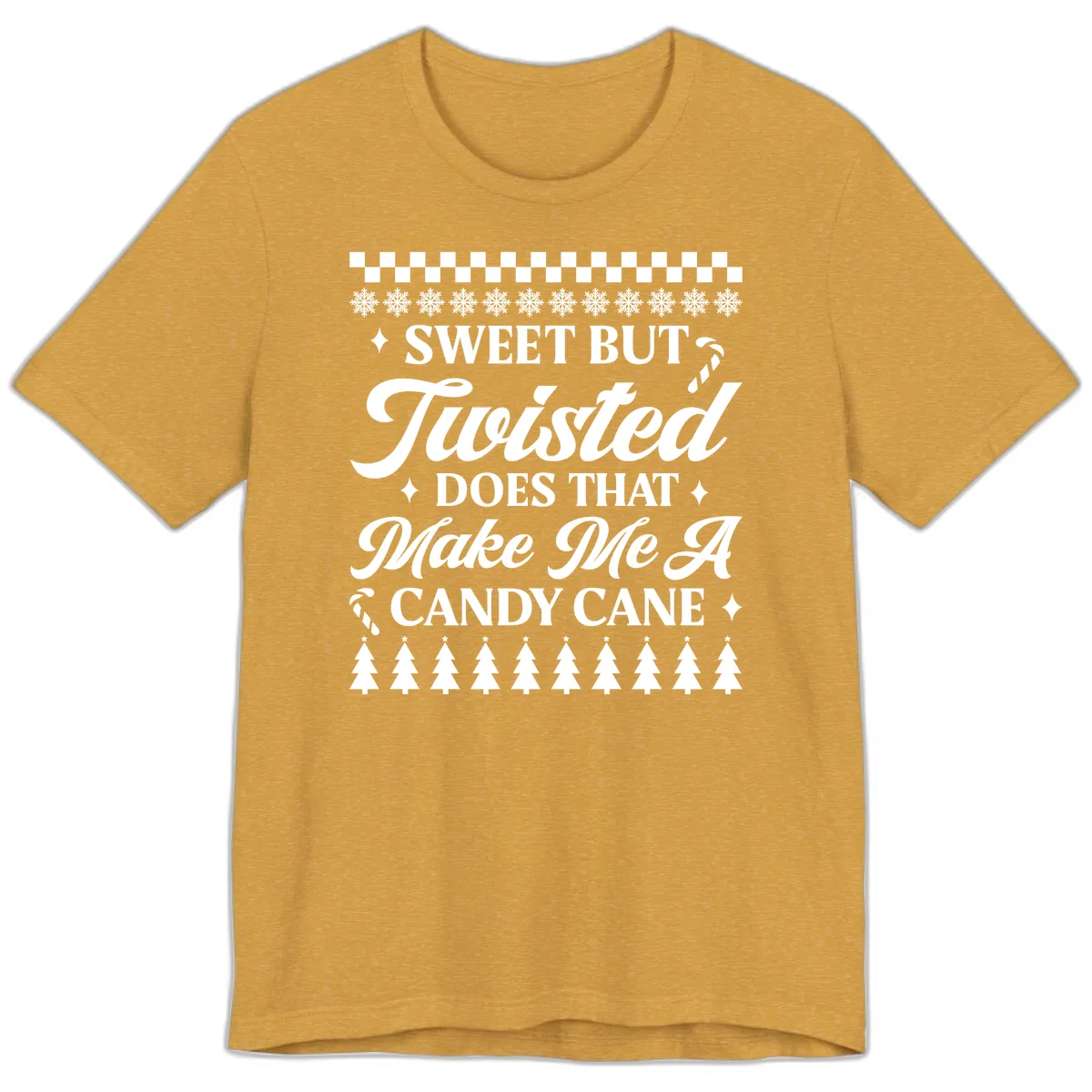 Sweet But Twisted Candy Cane Premium T-Shirt in Heather Mustard