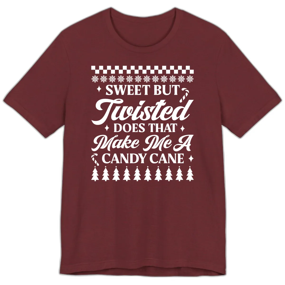 Sweet But Twisted Candy Cane Premium T-Shirt in Heather Cardinal