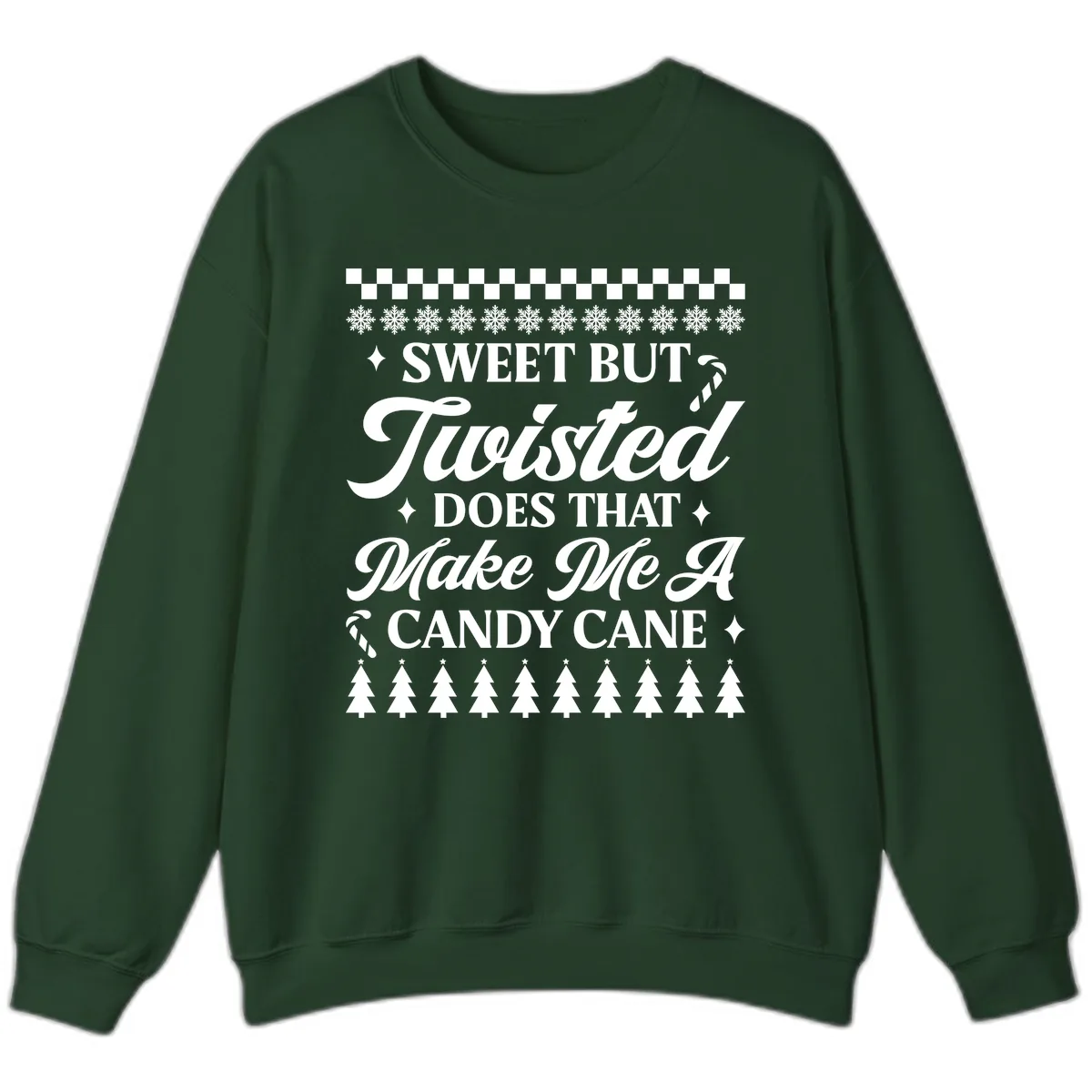 Sweet But Twisted Candy Cane Sweatshirt in Forest Green
