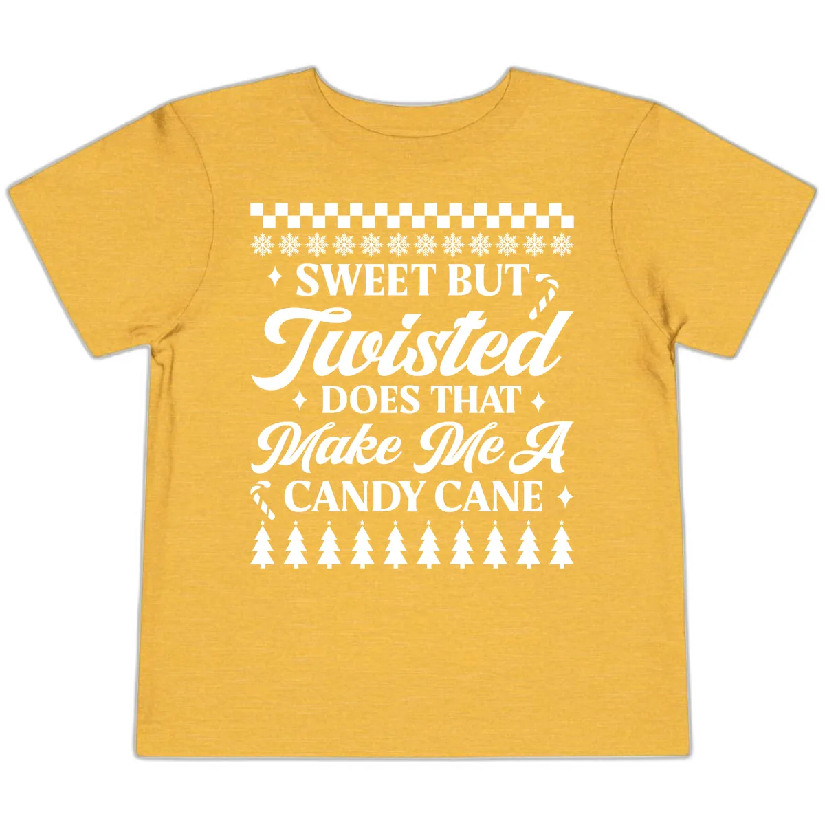 Sweet But Twisted Candy Cane Toddler T-Shirt in Heather Yellow Gold
